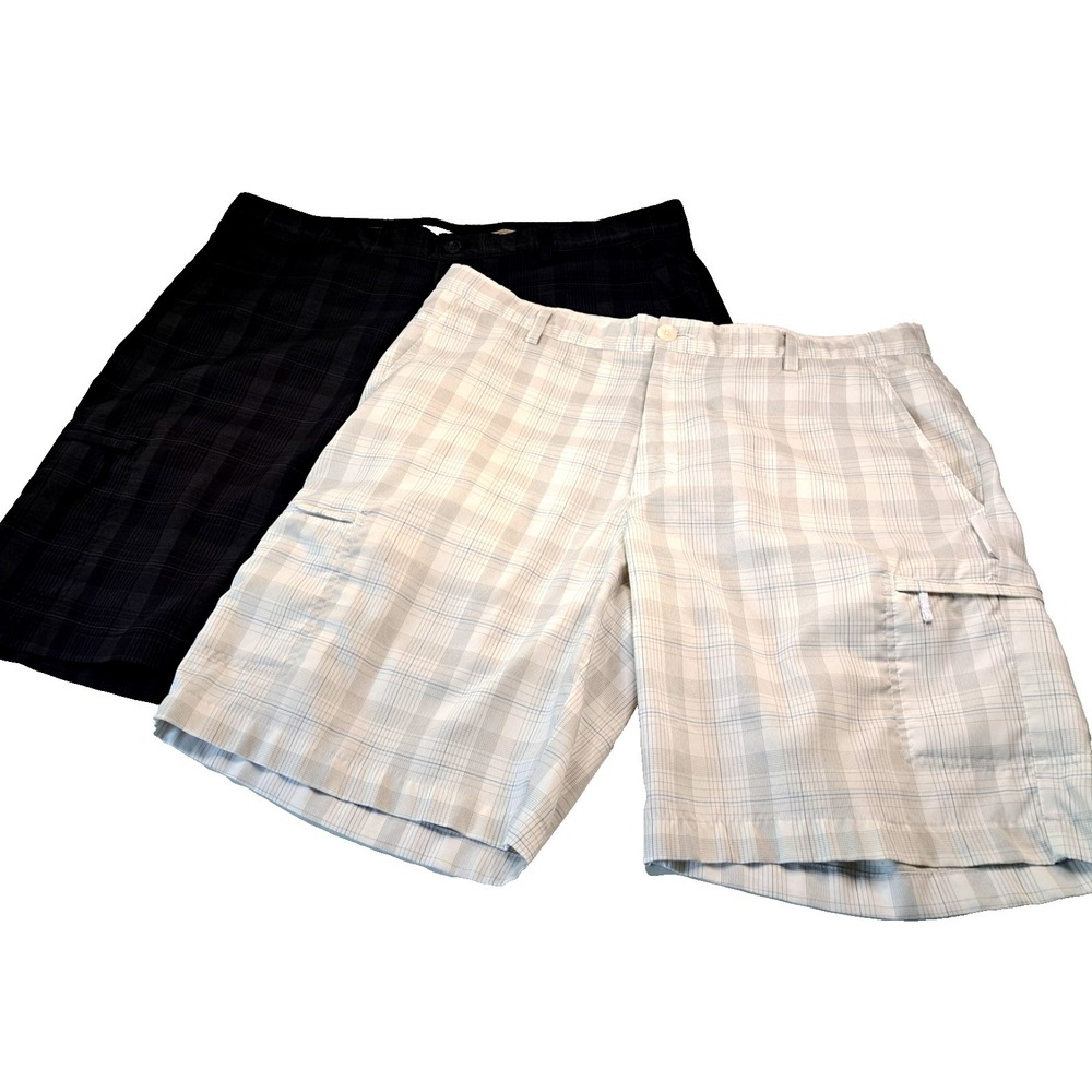 Greg Norman Tasso Ella Rapidry Golf Shorts (2 Pair)‎ Mens 38 Plaid Lightweight